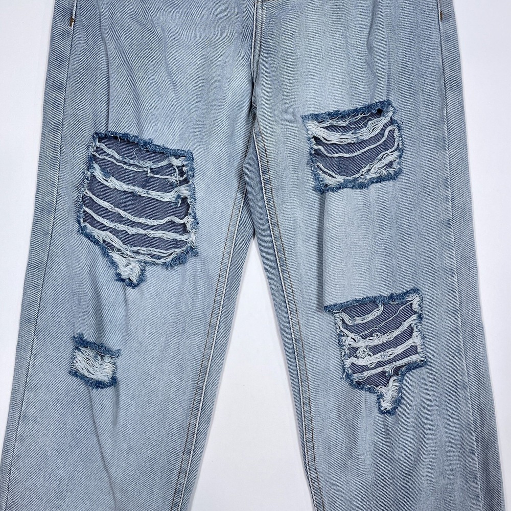 Pretty Little Thing Mom Jeans Women's Size 6 High Waist Ripped Light Wash NEW - Picture 3 of 12
